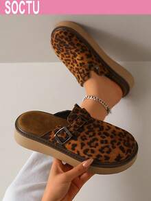 Women's Spring New Round Toe Thick Sole Comfortable Slip-On Casual Versatile Mules - Mocha Brown - View 1