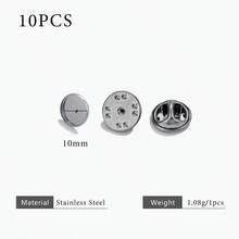 10 件套 304 不锈钢多尺寸胸针底座，带按扣，徽章夹和翻领别针 DIY 饰品制作材料 女士不锈钢饰品配件 - 銀色 - 查看 17