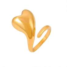 VKHK 1pc 18K Gold Plated Stainless Steel Adjustable Heart-Shaped Ring, Suitable For Women's Daily Wear And Gift - Heart-shaped Ring - View 5