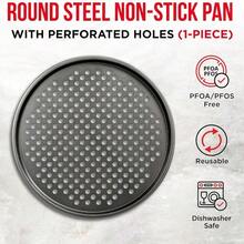 Non-Stick Pizza Pan With Holes - 13-Inch Perforated Pizza Crisper Carbon Steel Pizza Pan - 1 Round Pizza Trays - Black - View 4