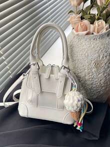 时尚百搭贝壳手提包，高端通勤包，休闲女士托特包，单肩包（不含配件） - 彩色 - 查看 5