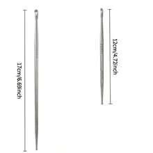 2pcs High Quality Stainless Steel Throat Stone Remover Tool Set, Including 1 X 6.69 Inch And 1 X 4.72 Inch Throat Stone Remover, Plus 1 Earwax Removal Scraper - Silver - View 4
