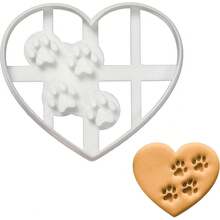 1pc Heart Paw Prints Cookie Cutter | Suitable For Icing, Cake Decoration, And Cookie Pressing - Perfect For Valentine'S Day, Essential Baking Supply, Plastic Material By ZIZI - White - View 2