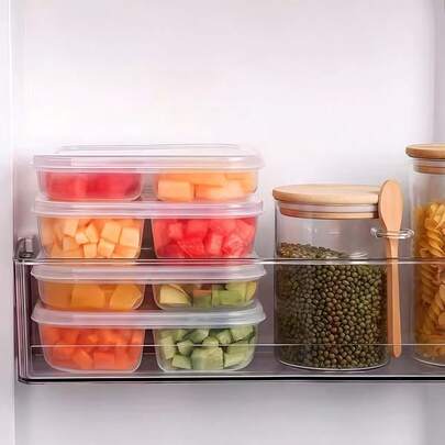 1 صندوق تخزين مربع شفاف متعدد الحبوب، تصميم مقسم للحفاظ على النظافة والطراوة، مصنوع من مواد سميكة وقوية، صندوق تخزين طعام مصنف للمطبخ، مناسب لتخزين الأرز والدقيق والبضائع الجافة والحبوب والفاصوليا، استخدام منزلي، شراء بالجملة، نظافة المطبخ، صندوق تخزين حفظ الطراوة، صندوق حبوب مربع شفاف، صندوق تخزين مقسم مقاوم للغبار