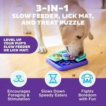 Outward Hound By Nina Ottosson Lick Nu2019 Flip 3-In-1 Interactive Dog Puzzle Toy, Lick Mat &Amp; Slow Feeder U2013 Calming Enrichment For Small &Amp; Medium Dogs, Holds 1 Cup Of Wet Of Dry Food, 7.4 In X 7.4 In - ColorA - 查看 2