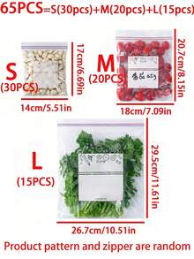 130/65/20pcs Food Storage Bags, Featuring A Double-Layer Rubber Band Design For Excellent Sealing, Thickened Material For Durability, And A Surface That Can Be Written On For Easy Record-Keeping. These Bags Are Suitable For Refrigeration, Freezing, And Heating, And Can Be Used To Store Fruits, Vegetables, Grains, Clothing, Liquids, And Snacks. - Multicolor - View 13