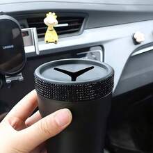 1pc Rhinestone Decorated Car Coin Storage Box, Black Luxury Rhinestone Car Coin Holder, Interior Small Item Storage, Shiny Decorative Practical Car Accessory - 1pc Diamond-encrusted Coin Storage Box - View 11
