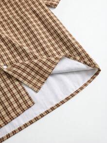 Áo sơ mi nam kẻ caro kiểu Mỹ cổ điển, áo sơ mi cài cúc màu vàng dáng rộng, cổ vuông, cổ , áo thời trang đường phố. - Nhiều màu - Xem 5