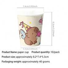 This Capybara 50-Piece Disposable Cutlery Set Includes 10 Dinner Plates, 10 Dessert Plates, 10 Paper Cups, And 20 Napkins. This Convenient Cutlery Set Is Perfect For Camping, Picnics, Garden Barbecues, Baby Showers, Weddings, And Birthday Parties. - Multicolor - View 9