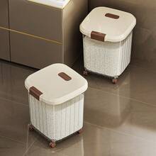 Recipiente hermético de gran capacidad para almacenar alimento de mascotas (sin ruedas) | Tapa abatible, transparente, a prueba de humedad y de insectos, adecuado para alimento de mascotas en el hogar - Multicolor - Ver 6