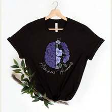 Alzheimers Awareness Shirt, Alzheimers Awareness Tee, Purple Ribbon Alzheimers Shirt, Alzhiemer's Awareness Month Shirt - 黑色 - 查看 1