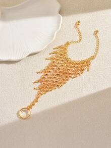 1条波西米亚风流苏指链手链，适合女士参加派对、休闲、假日活动佩戴。 - 金色 - 查看 4