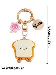 1pc Cute Girl, Flower, Toast, Bread, Hamburger, Croissant Food Pendant Keychain Bag Charm, Great Gift For Best Friend - Multicolor - View 3