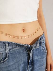 1条时尚性感可爱锆石心形金色腰链，适合女性海滩度假、海滩约会、派对、夏季旅行、礼物 - 金色 - 查看 8