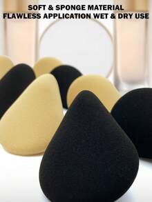 2/4/8Pcs Irregular Double Pat Makeup Sponge Black & Beige Combo Latex-Free Flawless Finish Beauty Sponge For Daily Commute Party Makeup Beginner Friendly - Multicolor - View 1