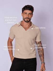 Italian Polo Shirt Made Of Knit Fabric With Elastane. - 米色 - 查看 2