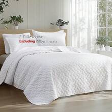 2/3Pcs Quilted Summer Quilt Set, Solid Grey Lightweight Bedspread Coverlet, Soft Breathable Air Conditioned Quilt, Machine Washable Bedding Set For All Season, Twin/Full/Queen/King Size - trắng - Xem 10