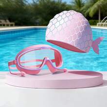 Youth Cartoon Silicone Swim Goggles & Cap Set, High-Definition Waterproof Anti-Fog Swim Goggles, Beach Essential, Beach Accessories, Pool Floats - Multicolor - View 7