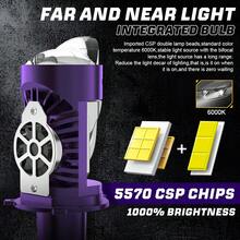 HYNBYZJ 1個/2個 H4 Bi LED 迷你投影鏡頭 LED 車用大燈燈泡 CANBUS 超亮 200W 100000LM H4 高/低光束 適用於汽車&摩托車 - A - 查看 3