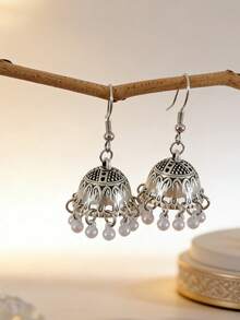 Bộ 2 đôi bông tai dáng dài thanh lịch kiểu retro, bông tai Jhumka tua rua đính ngọc trai giả, trang sức phù hợp cho phụ nữ đeo hàng ngày, dự đám cưới, lễ hội, tiệc tùng, hẹn hò. - Xem 10