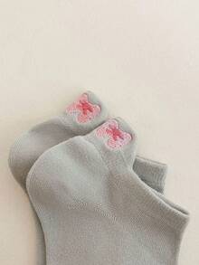 10 Pairs Random Spring/Summer Women Cartoon Animal Embroidery Breathable Cute Shallow Mouth Boat Socks, Suitable For Daily Wear - Multicolor - View 6