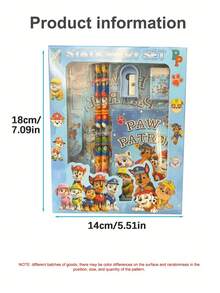 Paw Patrol Cartoon Ruler, Pencil Sharpener, Eraser, Notebook Set, Creative Drawing & Office Supplies, Learning Accessories; Cute Dog Chasing, Tuoba, Zuma, Sky, Tuoba, Tyrannosaurus Stationery Set, Birthday Gift, Christmas Gift - Multicolor - View 5