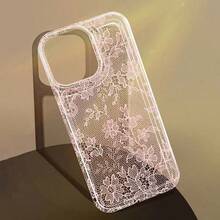 1个优雅浪漫粉色蕾丝图案透明气垫软手机壳，适用于苹果17/17 Pro Max/11/12/13/14/15/16 Pro Max - 彩色 - 查看 2