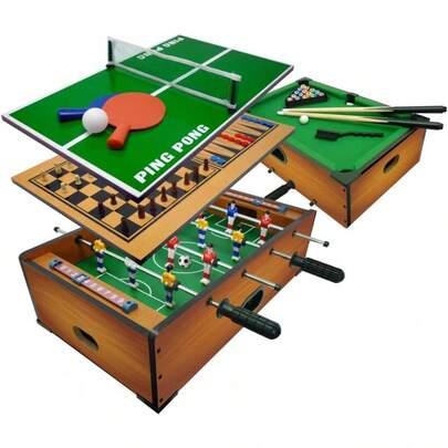 51 x 31 x 16 cm Multifunktionstisch, 6 in 1: Tischtennis, Schach, Dame, Backgammon, Billard, Holz YFBK