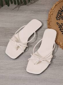 Nuevas sandalias planas versátiles para mujer para uso diario y en el hogar - blanco - Ver 2