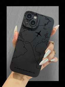 Airplane Pattern Liquid Silicone Phone Case, 360-Degree Protection, Shock-Proof And Drop-Proof, TPU Soft Rubber Material, Compatible With IPhone 11/12/13/14/15/15 Pro/15 Plus/15 Pro Max/7 Plus/8 Plus/X/Xs Max/Xr/11 Pro/12 Pro/13 Pro/14 Pro/12 Mini/13 Mini/11 Pro Max/12 Pro Max/13 Pro Max/14 Pro Max/14 Plus/6/6s/6 Plus/7/8/SE, And Galaxy A54/A14/A12/A13/A15/A32/A33/A24/A52S/S20/S21/S22/S23/S24/S23 Plus/S24 Ultra - Black - View 4