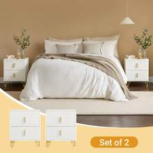 SoBuy Bedside Table With 2 Drawers For A Spring Mattress Bed, Side Table, Telephone Table, Nightstand, W X H X D: 40 X 47 X 40 Cm FBT115 - White X2 - View 10