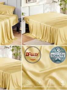 Hotel Quality Luxury Flat Sheet – Wrinkle-Free Solid Blue Bedding - Yellow - View 12