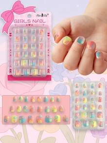1 Box 24 Pcs Kids Cute Floral Press-On Nails, Vibrant Colors & Adorable Patterns, Easy To Apply & Remove, Ideal For Daily Wear, Parties And Photos, Creating Sweet & Cute Nail Looks For Kids - Multicolor - View 10