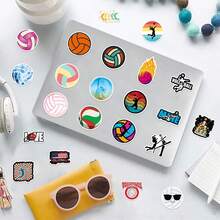 50 Peças Adesivos de Vôlei, Adesivos de Padrão Multicolorido, Adesivos Engraçados, Decalques Decorativos Vintage para Garrafas, Papel Decorativo, Scrapbooking, Diário, Laptop, Para-choque, Skate, Garrafa de Água, Computador, Cartões de Saudação de Telefone, Álbuns de Fotos, Móveis, Suprimentos de Adesivos para Scrapbook, Papelaria, Kindle - Adesivos de vôlei - Visão 7