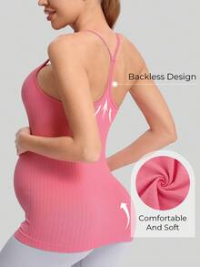 MathCat Maternity Yoga Tank Top, Moisture-Wicking Quick-Dry Sport Top, Maternity Fitness Top With Nursing Design, Suitable For Prenatal Training, Postpartum Recovery, And Low-Impact Exercise. - Pink - View 2