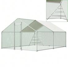 3x4m Metal Aviary With Integrated Climbing Structure, Roof And Enclosure: Weatherproof  With Ample Space For Small Animals And Poultry. - White - View 8