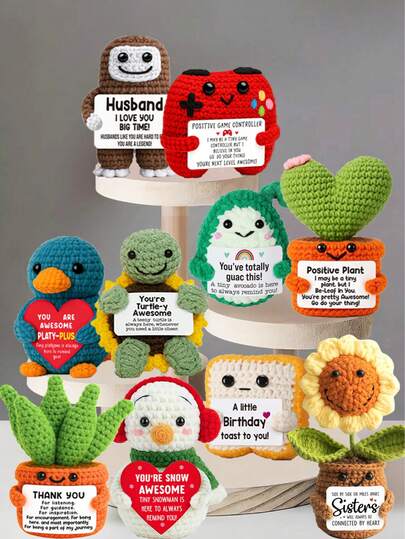 1件手工钩编桌面摆件，异想天开的科幻动植物毛绒玩偶，可爱设计，送给闺蜜、生日、女友、妈妈、奶奶、同事、家人的礼物，表达情感支持，传递正能量，创意派对、母亲节、父亲节、感恩节、房间装饰、小礼物、纪念品