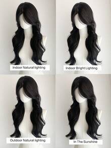 26-Inch 4*1 Small Lace Front Wig Cap, Women's Black Long Curly Wig, Suitable For Cosplay, Various Occasions And Daily Wear. Made Of High-Temperature Resistant Natural Fiber, Smooth And Realistic. - Black - View 10