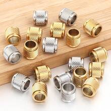 5/10颗/包 不锈钢凹槽隔珠，时尚手链项链制作珠子，低过敏性珠宝制作材料，DIY珠宝配件 - 斜紋柱大孔珠 - 查看 7