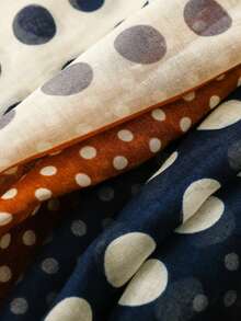 Women's Retro French Polka Dot Patchwork Contrast Color Scarf, Fringed Shawl Wrap, Versatile For Vacation - Rust - View 9