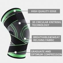 Knee Compression Sleeve With Adjustable Straps For Running, Exercise, And All-Day Sports KD5Y - Black S - View 3