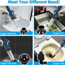 Air Toilet Plunger, Drain Clog Remover, High-Pressure Air Drain Blaster With Real-Time Barometer Powerful Drain Snake Sink Plunger Plumbing Tools, Plungers For Bathroom Sink Kitchen Clogged - A - View 7