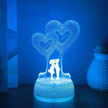1个浪漫情侣心形3D幻彩夜灯，USB供电，带裂纹和触摸开关，7色灯，柔和三色床头灯，情侣礼物，周年纪念礼物，卧室装饰（现代爱情主题） - 氣球戀人 - 查看 12