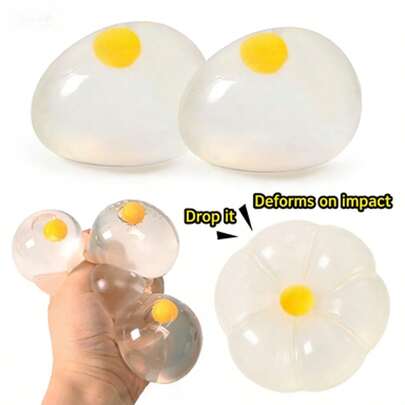 1pc Transparent Simulated Egg Squeeze Toy, Non-Fragile Single Yolk Stress Ball, Portable Hand Relaxation Accessory For Home And Office