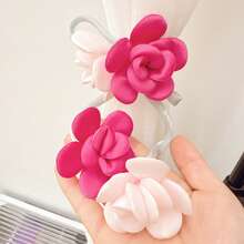 Bộ 2 chiếc/1 chiếc Dây buộc rèm trang trí bằng vải hoa hồng lãng mạn, Dây buộc rèm voan, Dây buộc màn chống muỗi - Hồng + Hồng nhạt - Xem 9