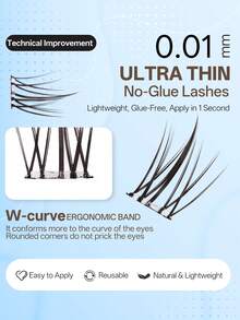72pcs Glue-Free Sunflower False Eyelashes, Large Capacity! Slouchy Person Glue-Free Self-Adhesive Sunflower False Eyelashes, Single Cluster No Glue Required For Beginners, Easily Enlarge Eyes, Ready To Use - C - View 3