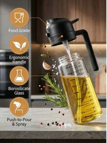 1 chai xịt dầu ô liu 2 trong 1 400ml, thiết kế xịt và rót kép, chai xịt dầu ăn chống tắc nghẽn có thể tái sử dụng với vạch chia rõ ràng, thiết kế tối giản màu đen trắng chống rò rỉ, dễ vệ sinh, thích hợp cho nấu ăn, dùng với nồi chiên không dầu, trộn salad, nướng, quay, chiên, phụ kiện nhà bếp hiện đại, dụng cụ nấu ăn gia đình. - Nhiều màu - Xem 4
