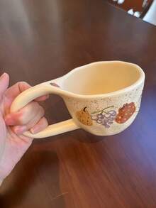 1pc Hand-Painted Graffiti Fruit Ceramic Coffee Cup & Saucer, Milk Mug, Rice Bowl, High-Quality Dessert Plate, Gift - Multicolor - View 14