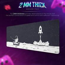 Large Size Astronaut & Rocket Pattern Cute & Cool Mouse Pad, Non-Slip Oversized Desk Mat, Keyboard Pad With Stitched Edges To Protect Computer Desk Surface - View 2