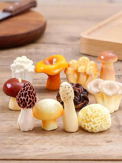 5-Piece Set Of Mini Mushroom Ornaments - Colorful Resin Fungi, Indoor And Outdoor Decoration, Room Accent, Mushroom Decoration Type Fungus And Shiitake Mushroom Crafts For Fairy Gardens, Miniature Model Scenery Accessories And Miniature Artificial Plants For Glass Aquariums, Train Landscapes Or Tabletop Displays